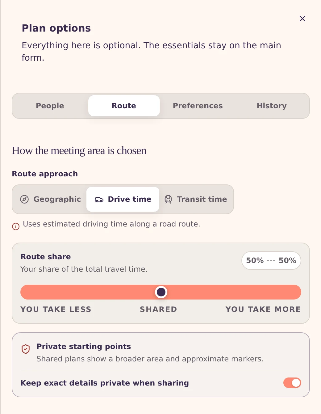 The Route tab.