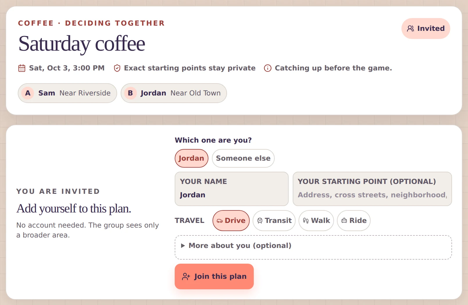 A guest opening a shared plan.